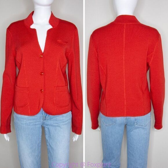 Vintage Carlisle merino wool silk cashmere red‎ cardigan sweater S